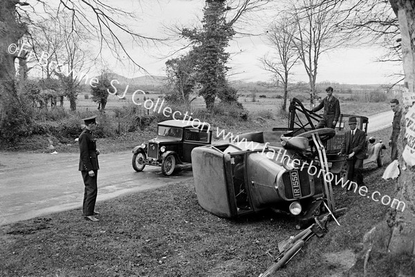 MOTOR ACCIDENT ON MAIN NATIONAL ROAD AT NEW INN OVERTURNED CAR- BELONGING TO COUNTY ENGINEER)